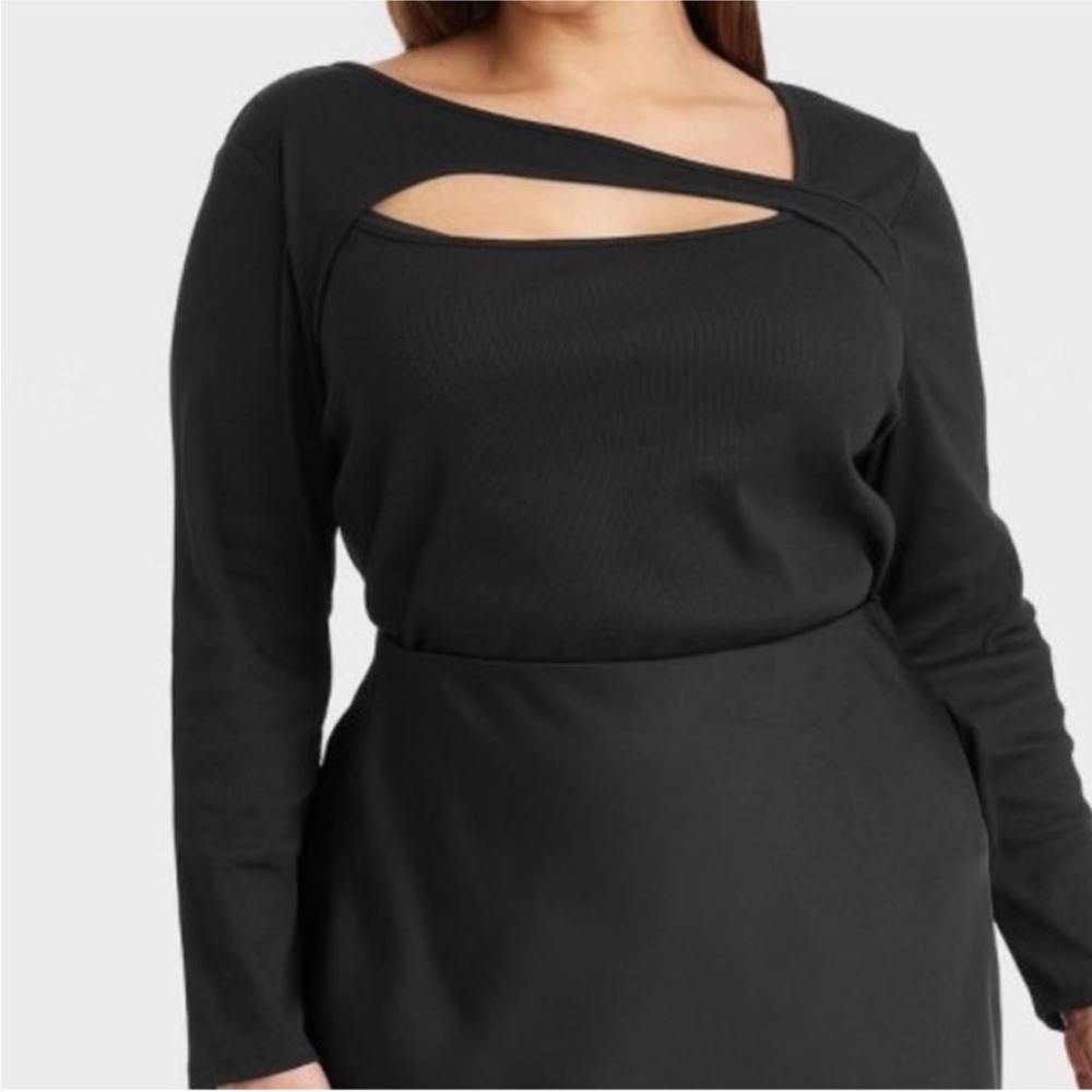 a new day Black Long Sleeve Top with Cut-Out